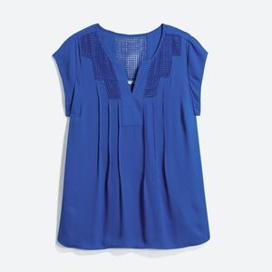 Lace detail split neck blouse